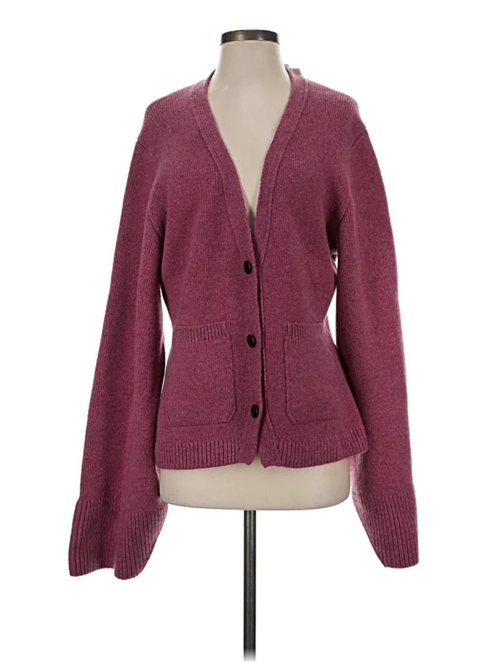 KHAITE Scarlet Pink - Rose - Mauve Button-Front Cashmere Cardigan
